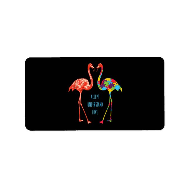Étiquette Flamingo | Accept Understand Love Autism Flamingo (Devant)