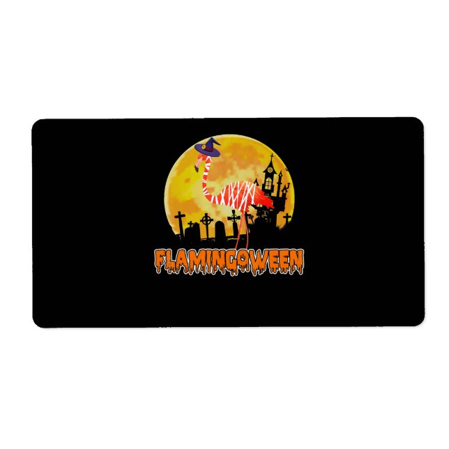 Étiquette Flamingo | Flamingoween Funny Witch Halloween (Devant)