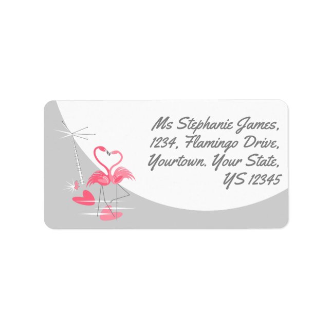 Étiquette Flamingo Love Large Moon address label (Devant)
