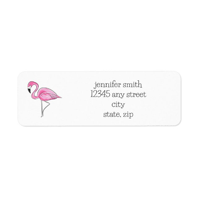 Étiquette Flamingo Rose Pré-nom Personnalisé Adresse (Devant)