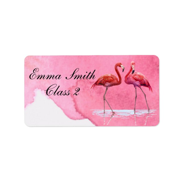 Étiquette Flamingos Personalized School Label (Devant)