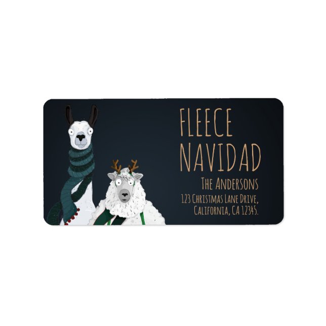 Étiquette Fleece Navidad Chic Drôle Llama & Mouton drôle Pun (Devant)