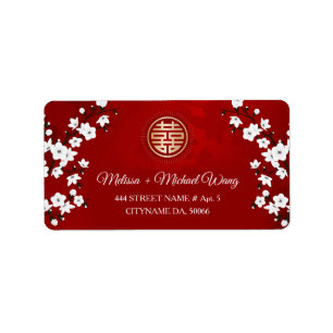 Étiquette Fleur de cerisier blanc Mariage chinois