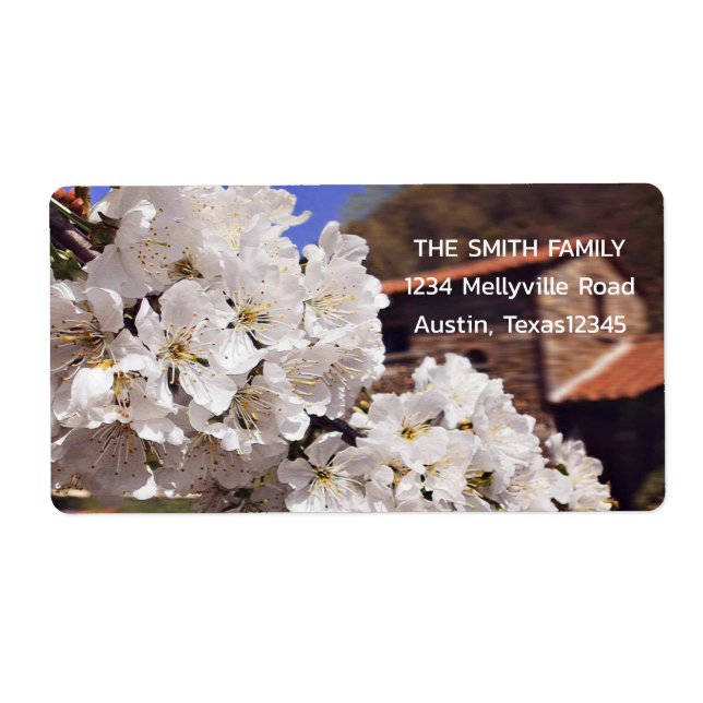 Étiquette Fleur de cerisier. Printemps. (Devant)