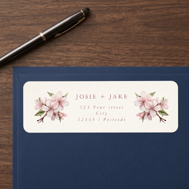 Étiquette Fleur de cerisier rose adresse de retour (Cherry blossom pink flower return address label)