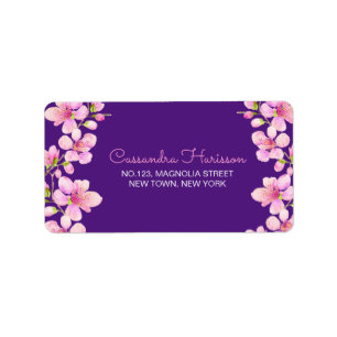 Étiquette Fleur de cerisier rose doux Sakura Purple Annivers