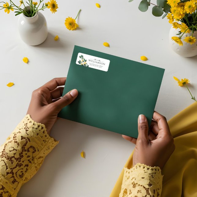 Étiquette Fleur de citron Arbre Floral Élégant Mariage minim (Lemon Blossom Floral Tree Elegant Minimal Wedding Label)