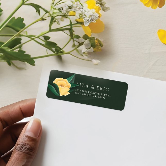 Étiquette Fleur de citron Arbre Floral Élégant Mariage vert (Lemon Blossom Floral Tree Elegant Green Wedding Label)