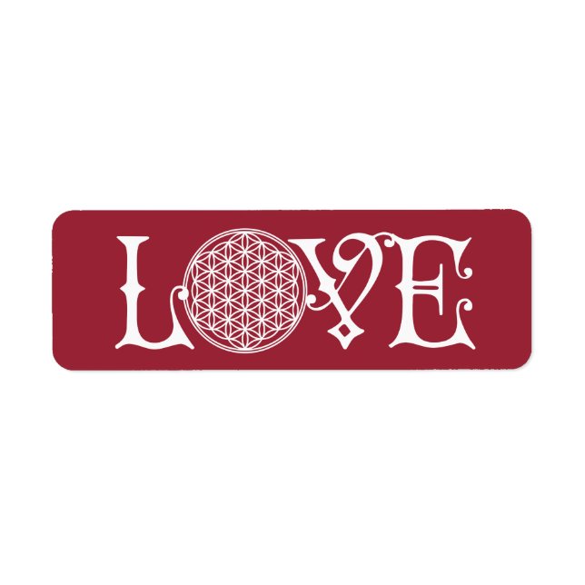 Étiquette Fleur de la vie - LOVE lettrage tatouage blanc (Devant)