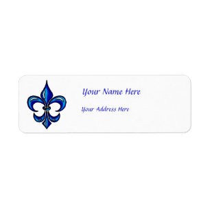 Étiquette Fleur de Lis dans le bleu