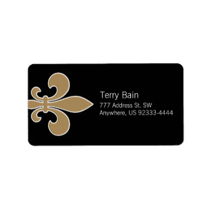 Étiquette Fleur de Lis Gold avec le contour blanc et noir