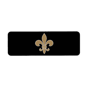 Étiquette Fleur de Lis Gold avec le contour blanc et noir