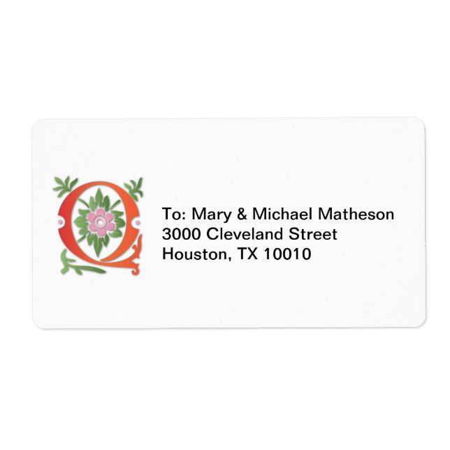 Étiquette Fleur de lis Q Monogramme (Devant)