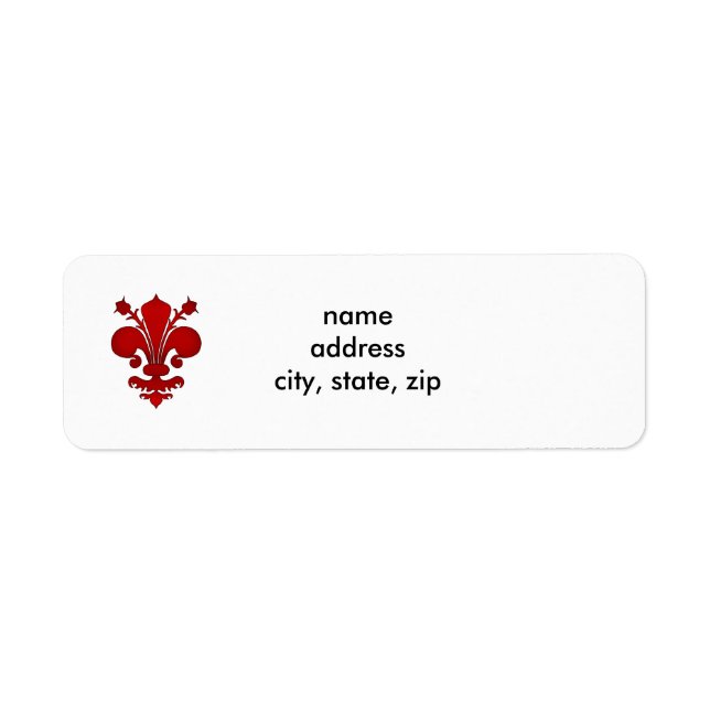 Étiquette Fleur de lis rouge foncé (Devant)