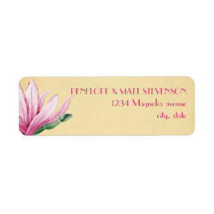 Étiquette Fleur de Magnolia rose   Papier Vintage   Monogram