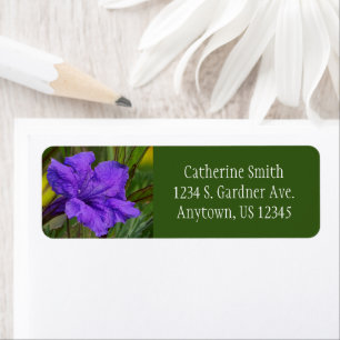 Étiquette Fleur de pétunia mexicaine / Violet bleu & vert /