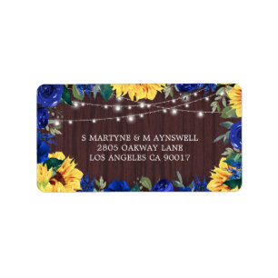 Étiquette Fleur de tournesol Bleu Floral Fleurs Feux Mariage