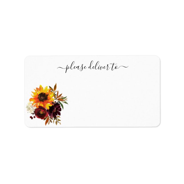 Étiquette Fleur de Tournesol Rustique Automne S'Il Vous Plaî (Devant)