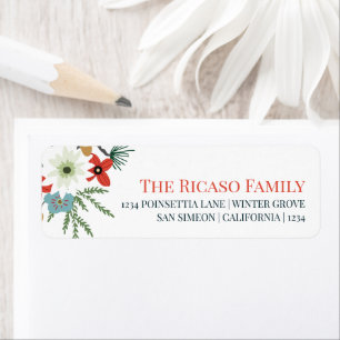 Étiquette Fleur d'hiver personnalisée de Noël
