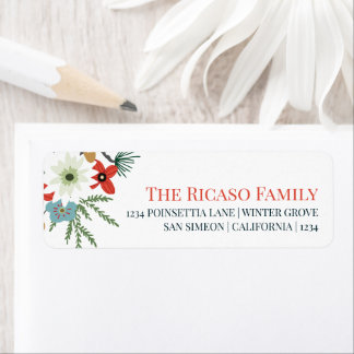 Étiquette Fleur d'hiver personnalisée de Noël