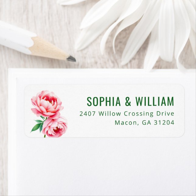 Étiquette Fleur élégante rose (En situation)