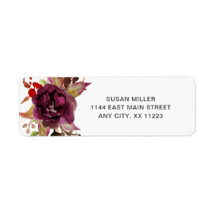 Étiquette Fleur florale de Marsala épousant l'adresse de