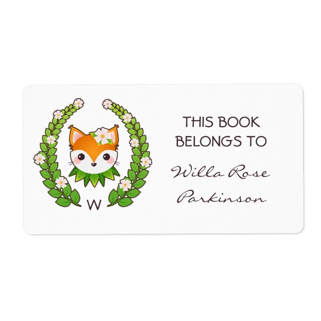 Étiquette Fleur Fox Ce Livre Appartient À (Devant)