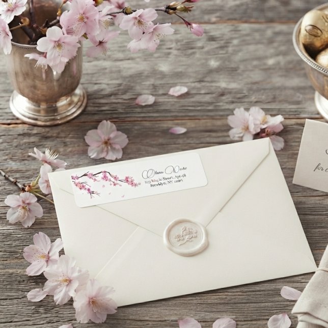 Étiquette Fleur Moderne de Cerisier Sakura Rose (Créateur téléchargé)