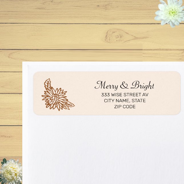 Étiquette Fleur personnalisée sur beige clair (Créateur téléchargé)