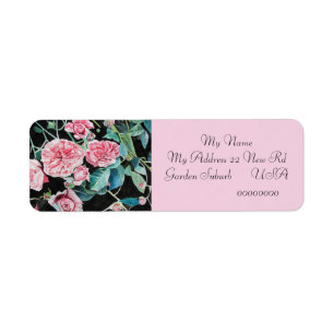Étiquette Fleur rose rose Floral Retourner l'adresse Étiquet