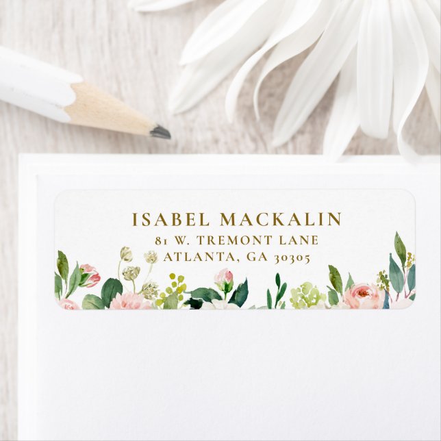 Étiquette Fleur rustique rose pastel Maison de campagne chic (En situation)