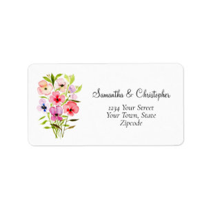 Étiquette Fleur sauvage aquarelle Bouquet Mariage Adresse