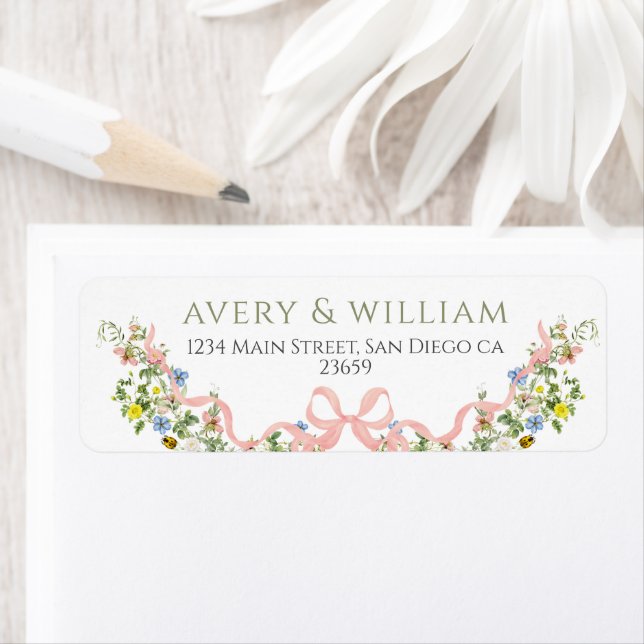 Étiquette Fleur sauvage Aquarelle Jardin Mariage élégant (En situation)