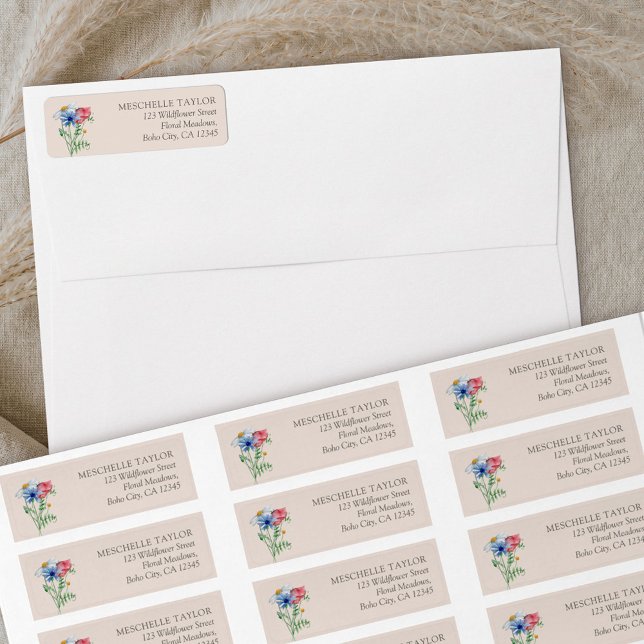 Étiquette Fleur sauvage Charm Pays Botanique Adresse de reto (Return Address labels from my Wildflower Charm collection)