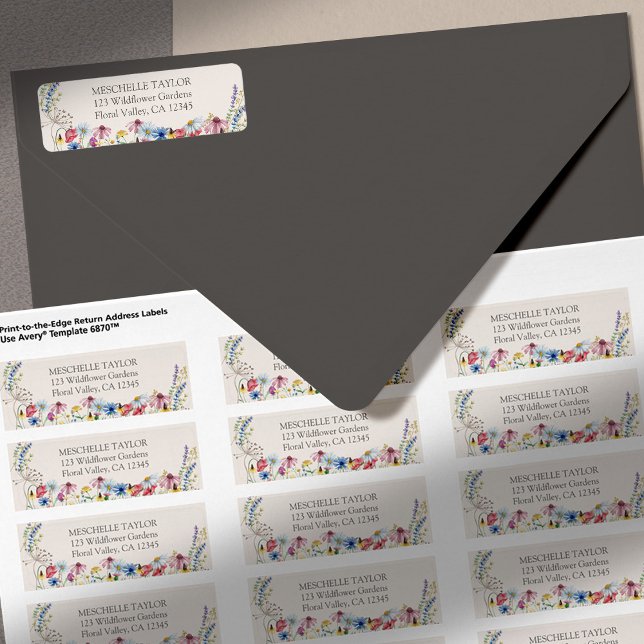Étiquette Fleur sauvage Charm Rustic Floral Mariage Adresse (Return Address Labels with pretty wildflower floral border)