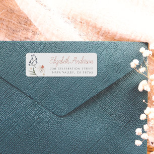 Étiquette Fleur sauvage d'aquarelle Calligraphie Adresse de