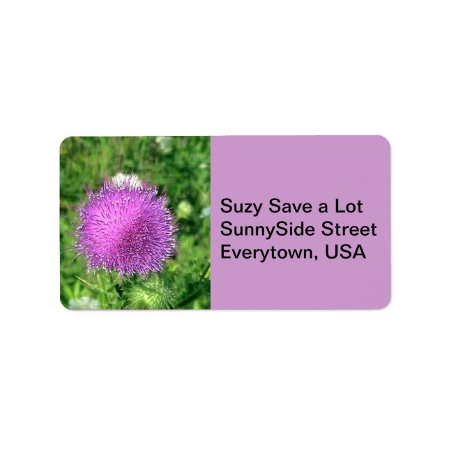 Étiquette Fleur sauvage de chardon violet (Devant)