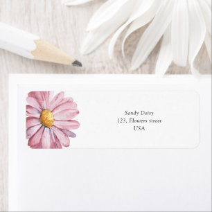 Étiquette Fleur sauvage de marguerite rose
