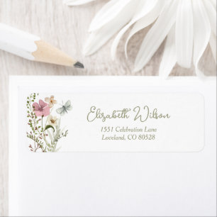 Étiquette Fleur sauvage Floral Fête des mariées Adresse de r