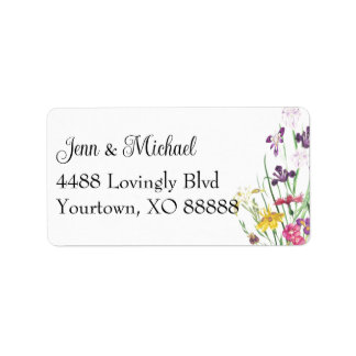 Étiquette Fleur sauvage Iris Floral Élégant Jardin rose pour