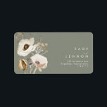 Étiquette Fleur sauvage lunatique | Sage Wedding Adresse RSV<br><div class="desc">Ce Fleur sauvage fantasque | Sage mariage RSVP étiquette de adresse est parfait pour votre mariage boho simple et élégant. Les fleurs sauvages minimalistes d'aquarelle vous feront vivre votre vision ! Le design de jolies fleurs blanches et dorées, avec des touches de violet et de jaune, complètera votre rêve de...</div>