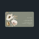 Étiquette Fleur sauvage lunatique | Sage Wedding Adresse RSV<br><div class="desc">Ce Fleur sauvage fantasque | Sage mariage RSVP étiquette de adresse est parfait pour votre mariage boho simple et élégant. Les fleurs sauvages minimalistes d'aquarelle vous feront vivre votre vision ! Le design de jolies fleurs blanches et dorées, avec des touches de violet et de jaune, complètera votre rêve de...</div>