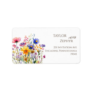 Étiquette Fleur sauvage Mariage RSVP Adresse de retour