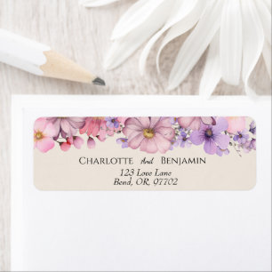 Étiquette Fleur sauvage moderne Mariage beige Adresse de ret