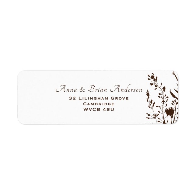 Étiquette Fleur sauvage rustique automne Mariage floral (Devant)