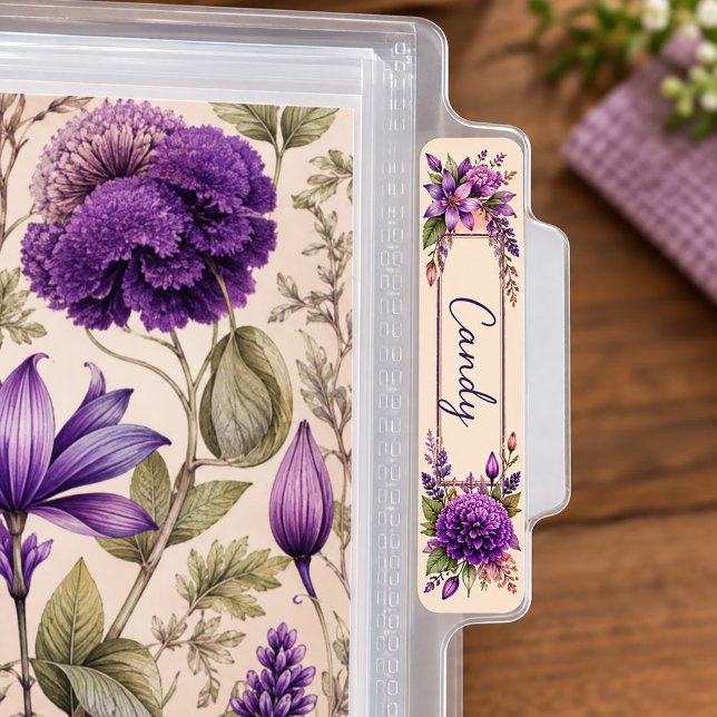 Étiquette Fleur violet (Recipe divider tab labels)