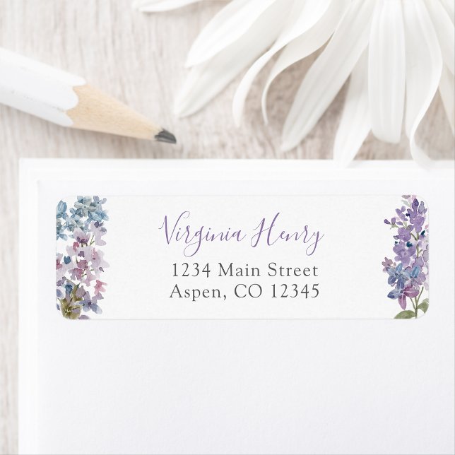 Étiquette Fleur violet (Purple Floral Address Label by Painted Paperie
)