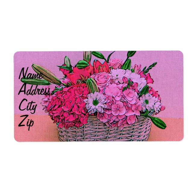 Étiquette Fleurit la peinture de panier (Devant)