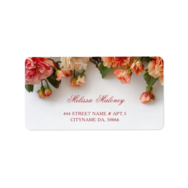 Étiquette Fleurs 3D Couleurs Chaudes |  Mariage (Devant)