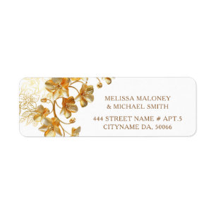 Étiquette Fleurs 3D en or    Mariage